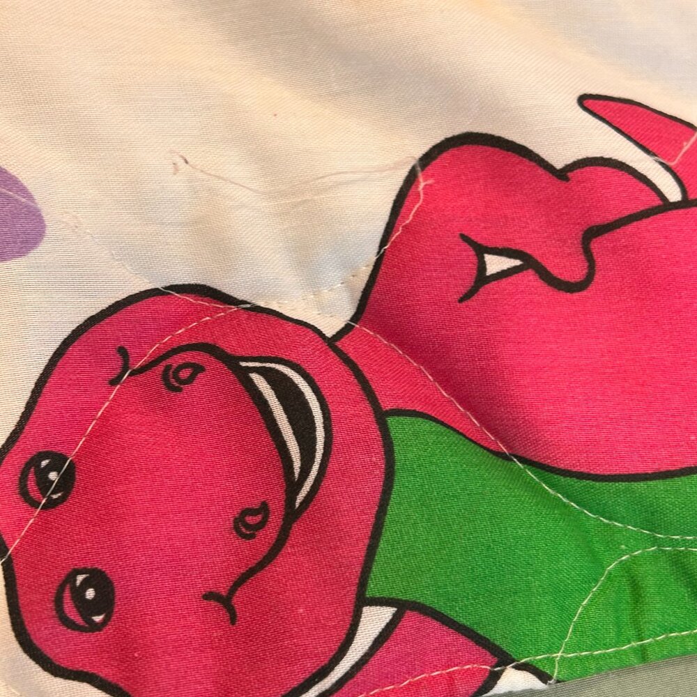 Vintage Barney Comforter Hand Made Toddler Bedding - Picture 6 of 8